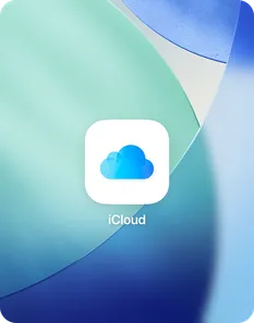 iCloud sync app icon on glass design background